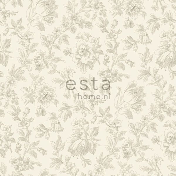 Estahome Elegante Bloemen Behang - Bruin