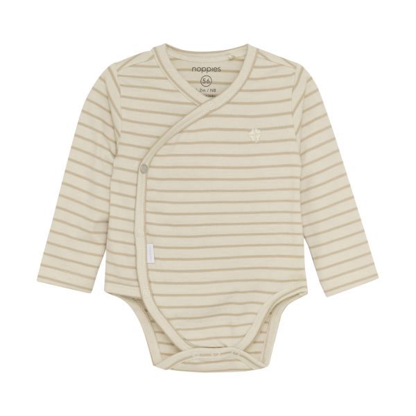 Noppies Navi Overslagromper - Stripe - Maat 56 - Offwhite
