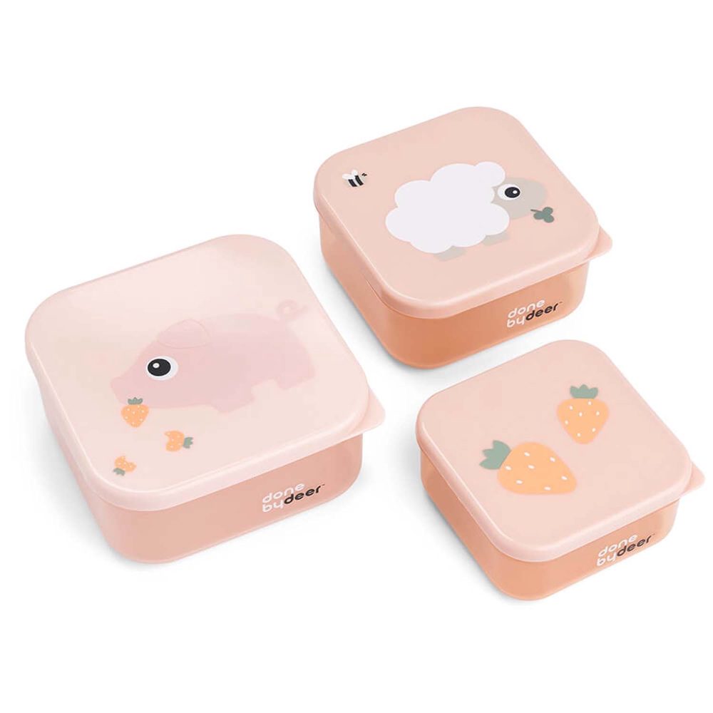 Done By Deer snack box Tiny Farm - Pink