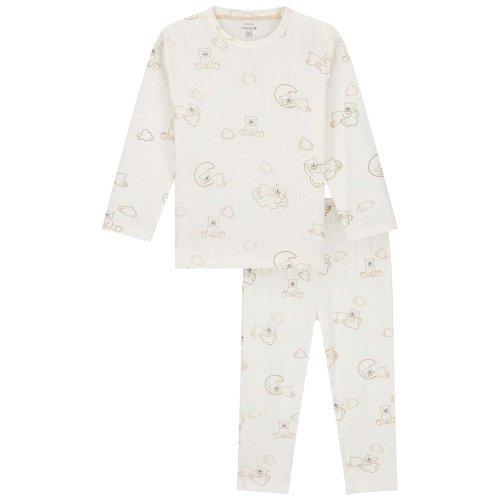 Prénatal peuter pyjama beren rib - Ivory White