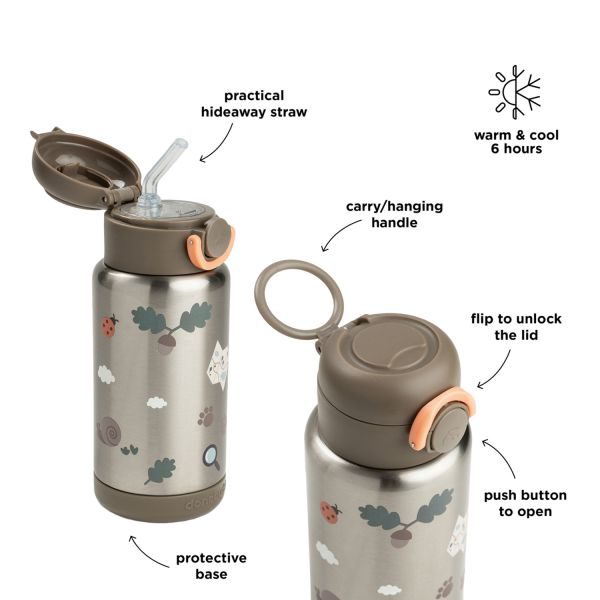 Done By Deer Thermos Drinkfles Rietje - 340 ml - Tiny Trails - Sand – foto 4