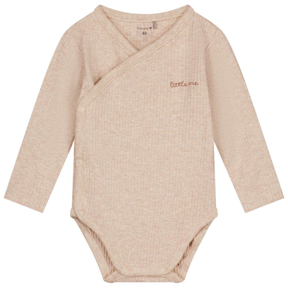 Prénatal newborn overslagromper rib - Light Sand Melange