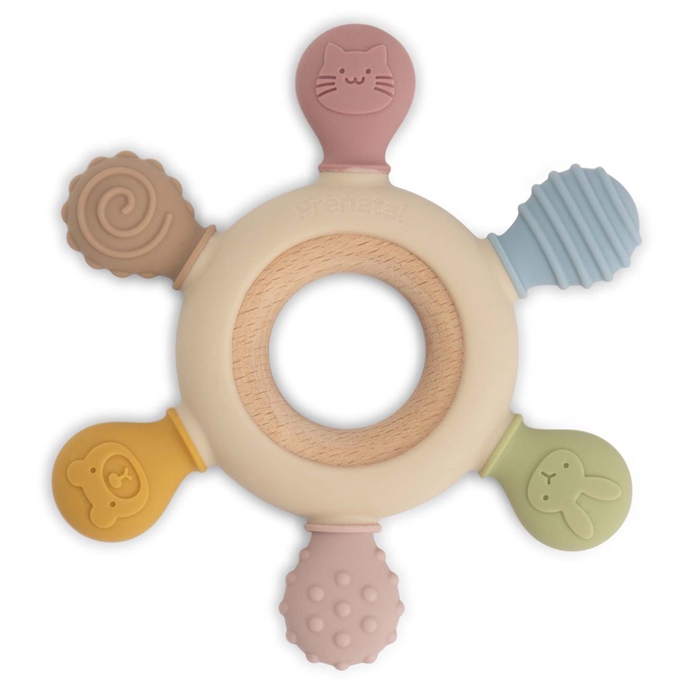 Prénatal Silconen Houten Bijtring Patroon - Multi
