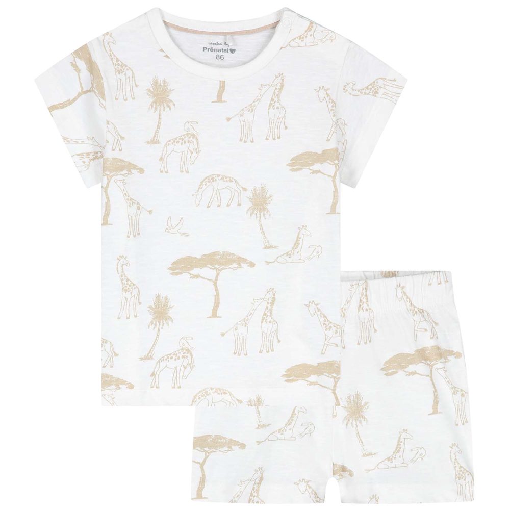 Prénatal peuter shortama giraffe - Ivoor Wit