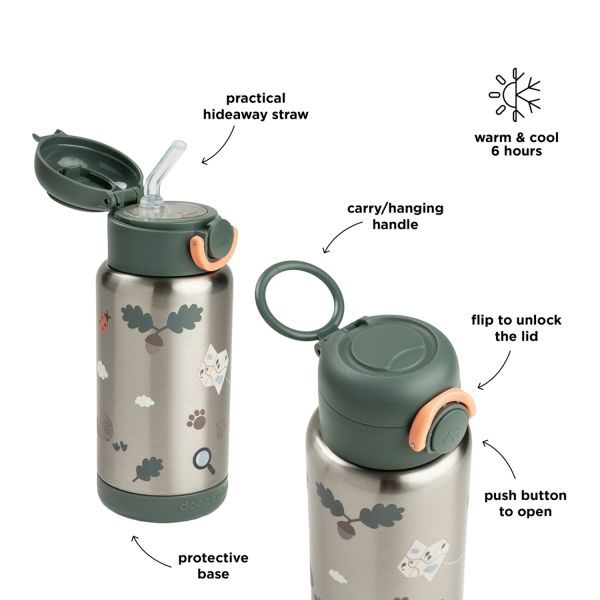 Done By Deer Thermos Drinkfles Rietje - 340 ml - Tiny Trails - Green – foto 4