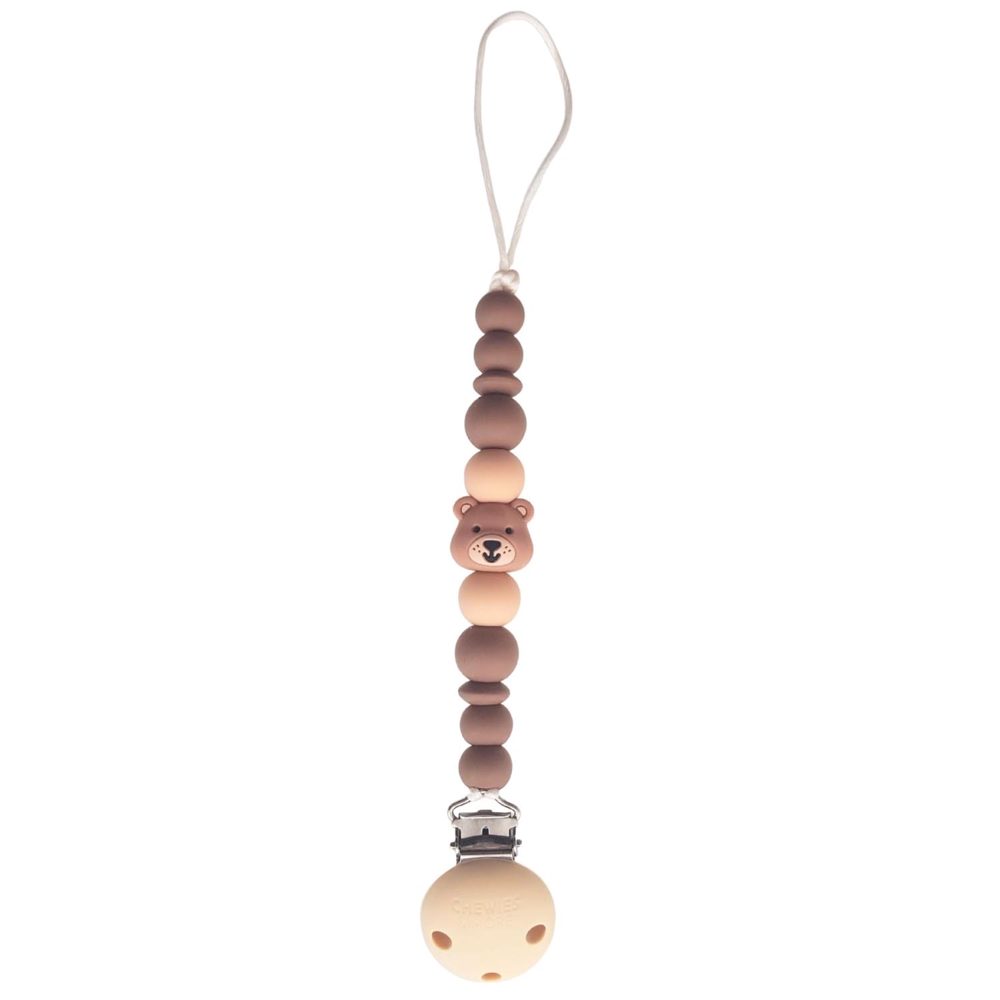 Chewies & More Clip speenkoord Silicone Bear - Brown