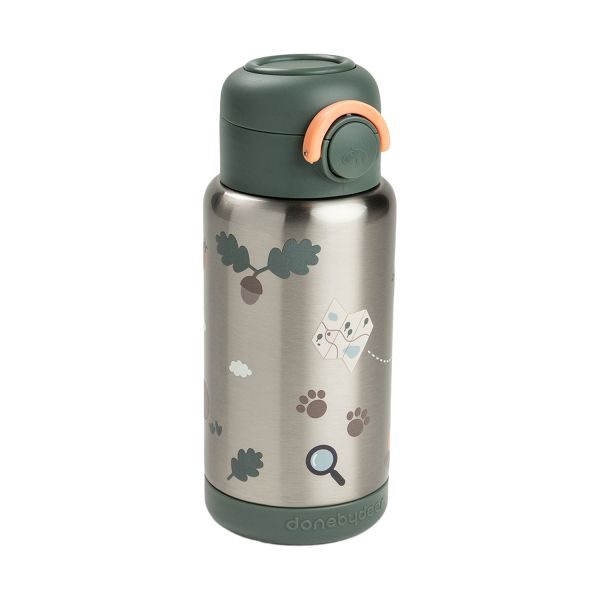 Done By Deer Thermos Drinkfles Rietje - 340 ml - Tiny Trails - Green