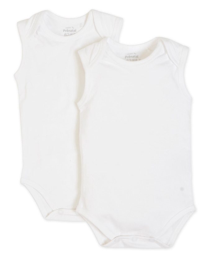 Prénatal romper mouwloos 2 stuks - White