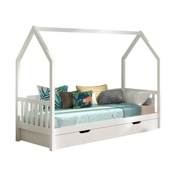 Vipack Huisbed - Cabane - 90x200 cm - Wit - Met Bedlade