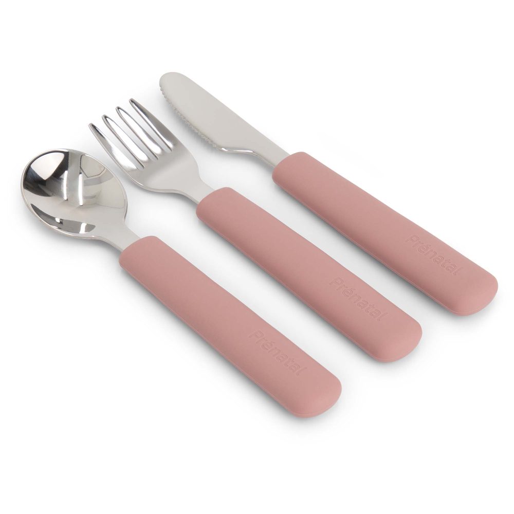 Prénatal siliconen bestekset RVS 3-delig - Pink