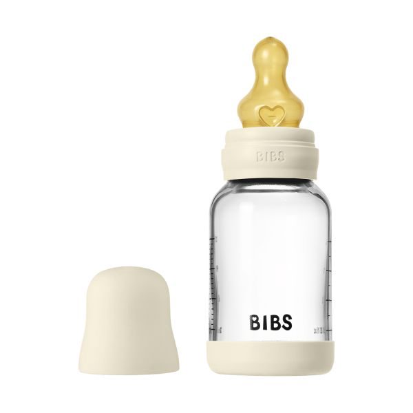 BIBS Fles - Slow Flow - 120 ml - Glas/Latex - Ivory