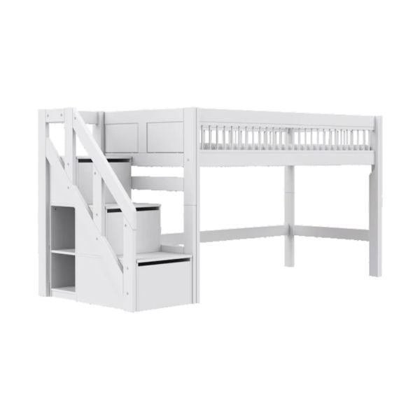 LIFETIME Breeze Halfhoogslaper Met Trapkast - Wit
