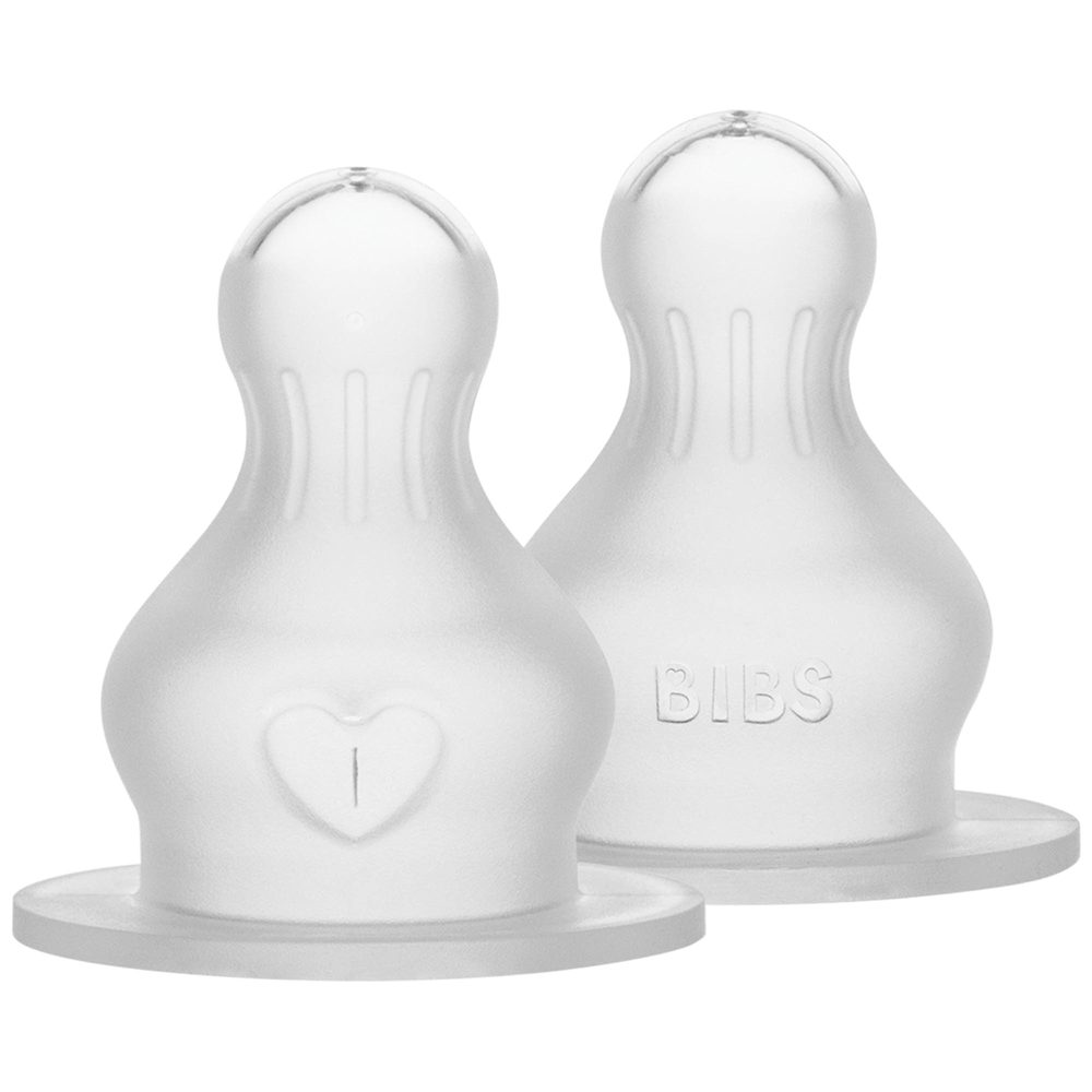Bibs flesspeen siliconen - medium flow 2 stuks - Transparant