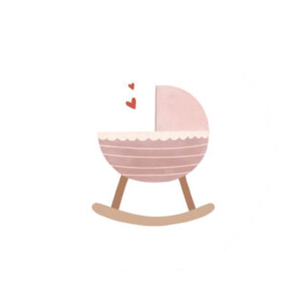 Studio Jans Ronde Sticker - Wieg Roze - 5 stuks