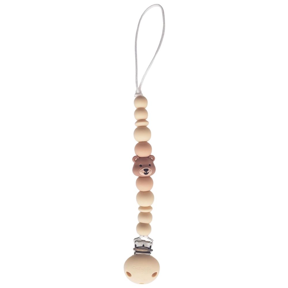 Chewies & More Clip speenkoord Silicone Bear - Beigebrown