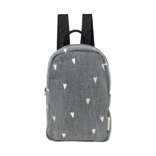 Studio Noos Mini Rugzak - Denim Grey Hearts