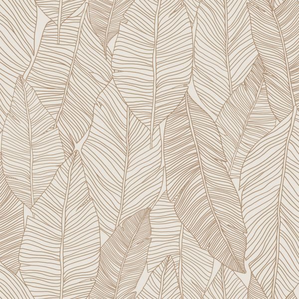 Estahome Getekende Bladeren Behang - Beige