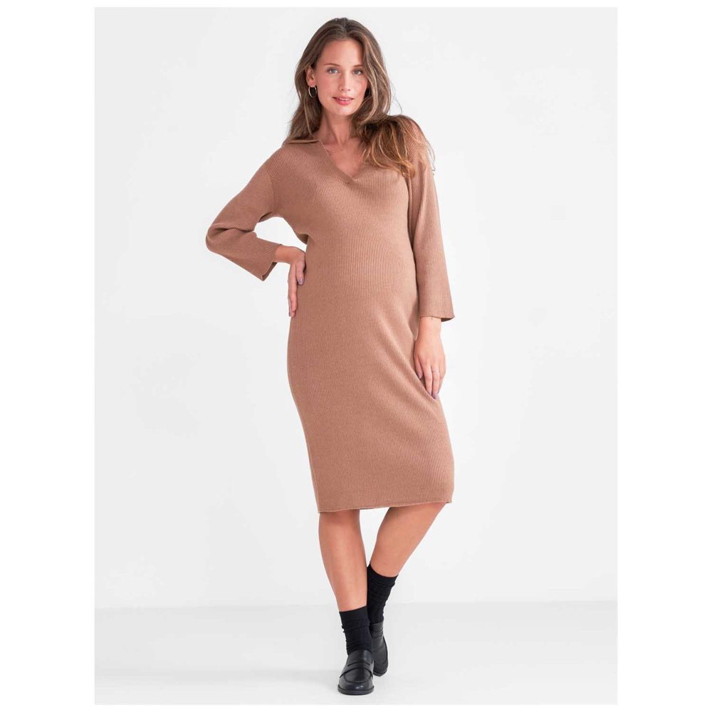 Prénatal zwangerschapsjurk - Light Brown Melange