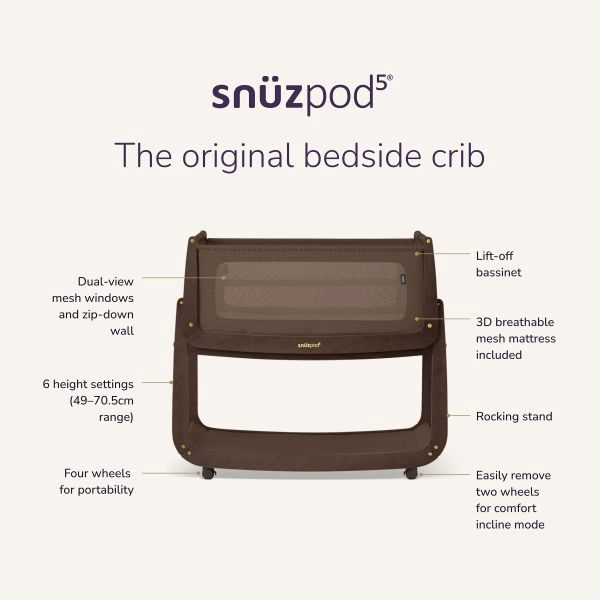 Snuz Co-Sleeper - SnuzPod 5 - Chocolate