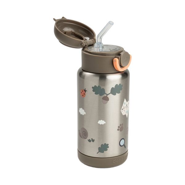 Done By Deer Thermos Drinkfles Rietje - 340 ml - Tiny Trails - Sand – foto 3