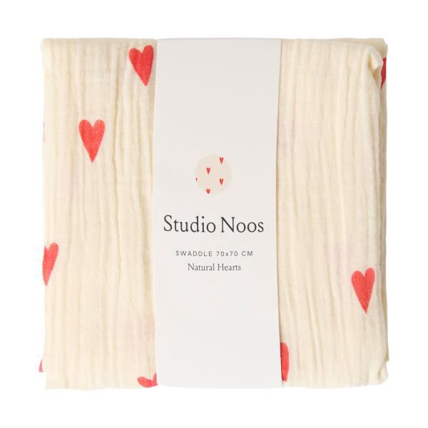 Studio Noos Swaddle - Natural Hearts - 70x70 cm
