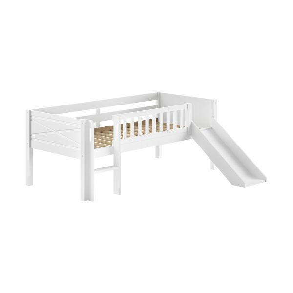 Vipack Scott Halfhoogslaper met Glijbaan - 90 x 200 cm - Wit