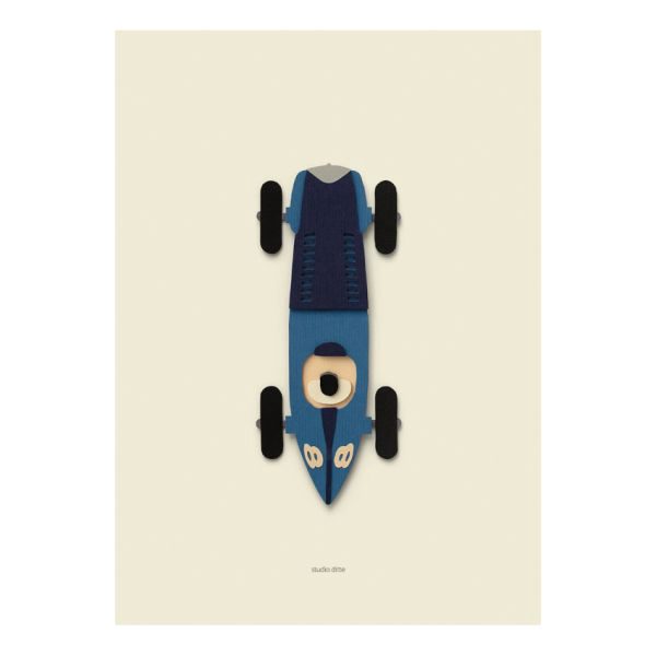 Studio Ditte Raceauto Blauw Poster - 50x70 cm