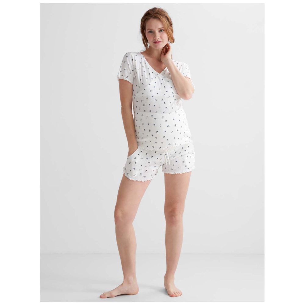Prénatal zwangerschapspyjama shirt & short wit